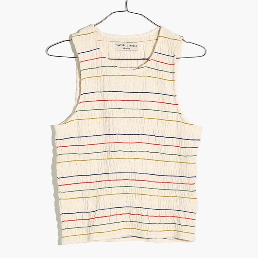 NWT Madewell Texture & Thread Rainbow-Stitch Tank